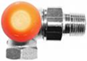 TS-98-V-Termostatický ventil s plynulým přednastavením úhlový levý, číselná stupnice (oranžová krytka)